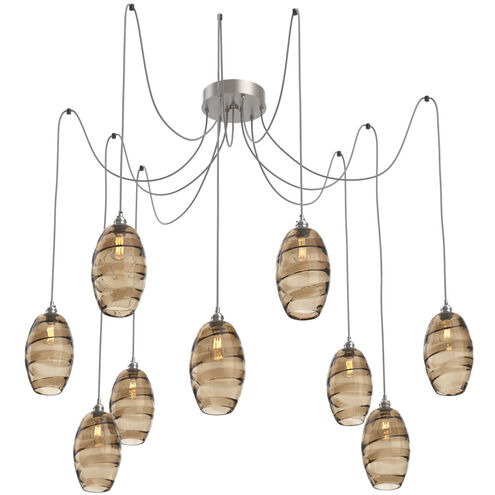 Ellisse 9 Light 15.5 inch Metallic Beige Silver Swag Multi-Pendant Ceiling Light in Bronze Optic