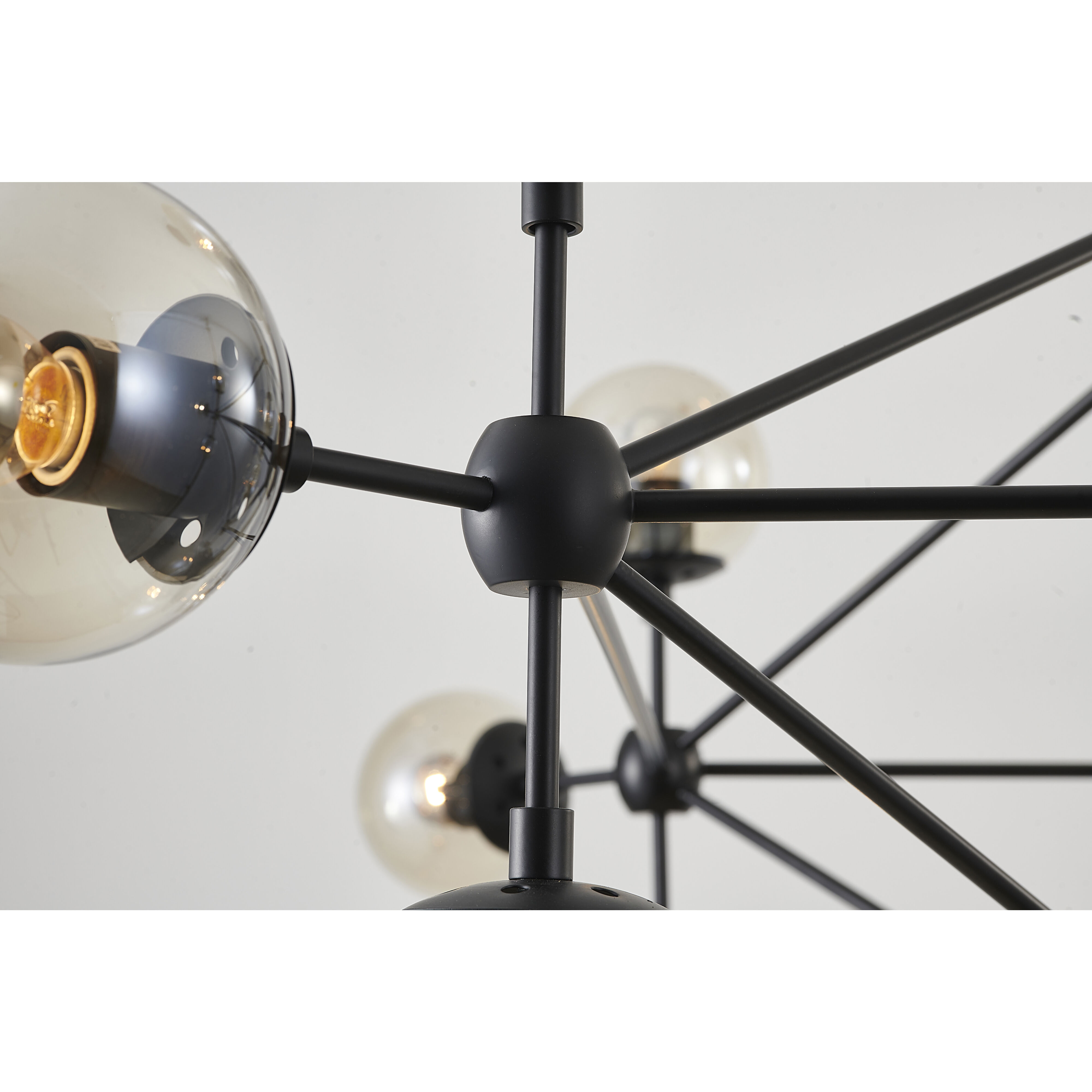 Canada 15 Light 51 inch Black Chandelier Ceiling Light, Geometric Sphere, Black Frame