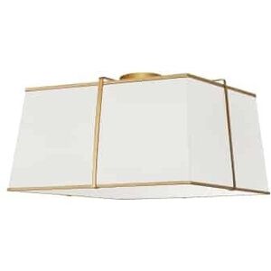 Trapezoid 3 Light 16 inch Gold / White Flush Mount Ceiling Light