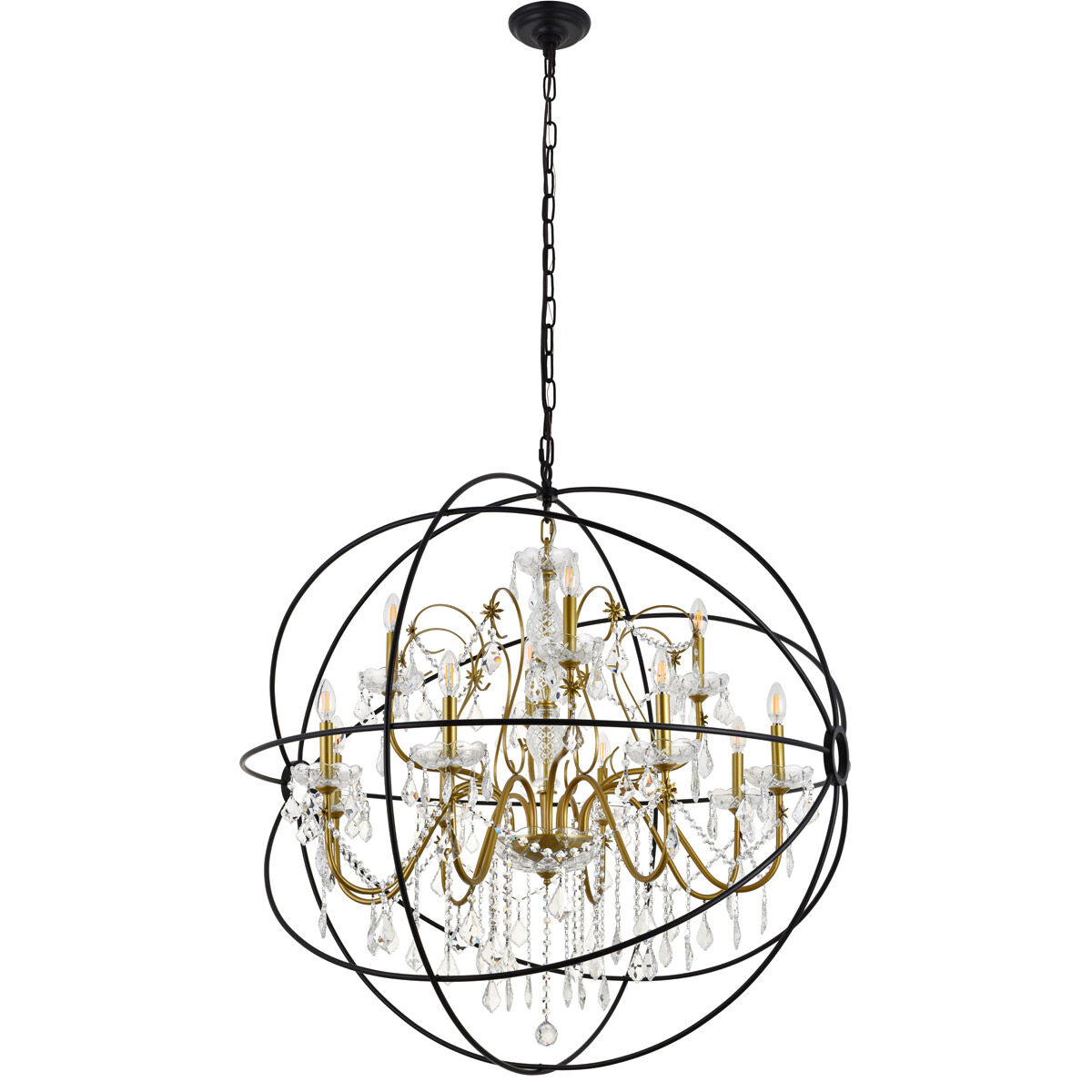 Cordelia 12 Light 44 inch Black and Gold Pendant Ceiling Light