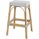 Robias Rectangular Rattan 30" Bar Stool in Gray and White Dot