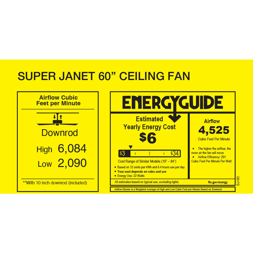 Atlas Super Janet 60 inch Textured Bronze with Matte Black Blades Ceiling Fan, Atlas