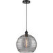 Edison Athens Deco Swirl 1 Light 13.75 inch Matte Black Cord Hung Pendant Ceiling Light
