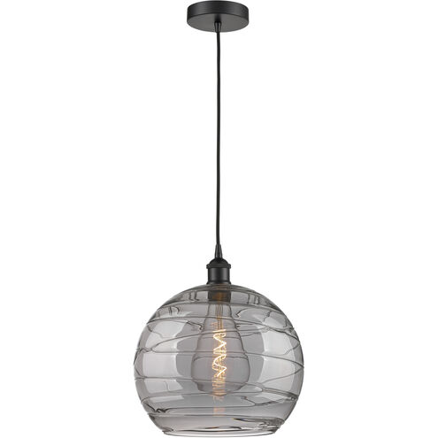 Edison Athens Deco Swirl 1 Light 13.75 inch Matte Black Cord Hung Pendant Ceiling Light