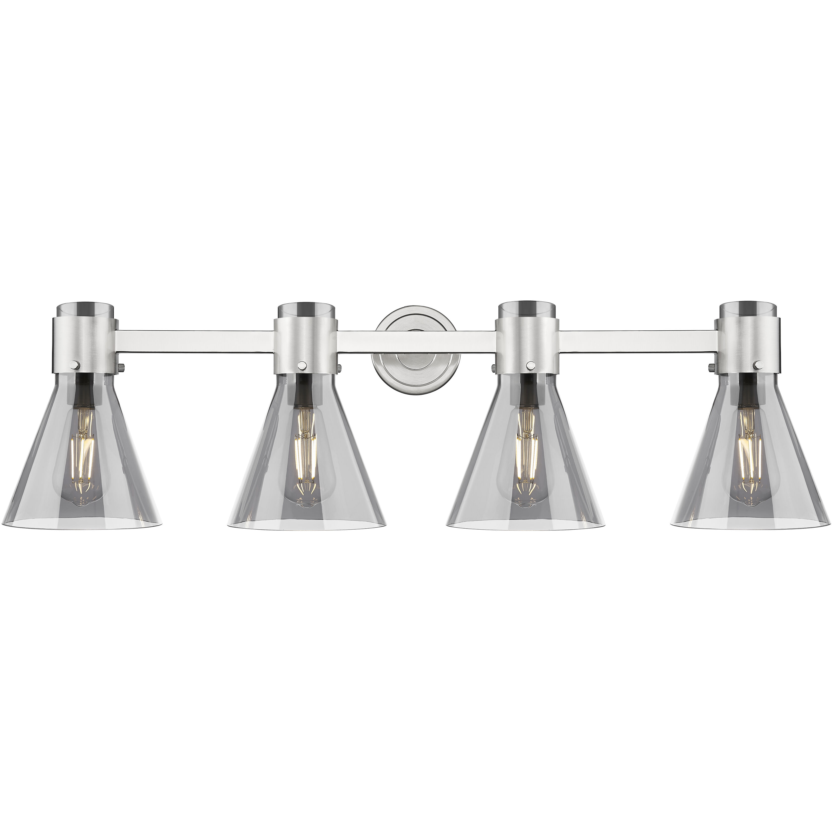 Lawton Cone 4 Light 34 inch Satin Nickel Bath Vanity Light Wall Light in Light Smoke Glass