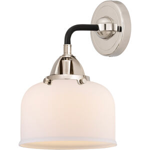 Nouveau 2 Large Bell LED 8 inch Black Polished Nickel Sconce Wall Light in Matte White Glass