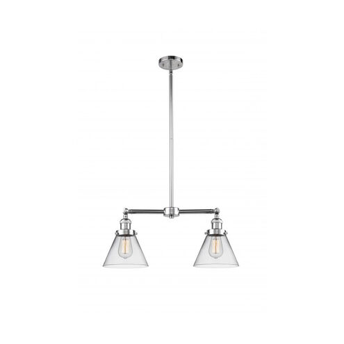 Franklin Restoration Large Cone LED 21 inch Polished Chrome Chandelier Ceiling Light in Clear Glass, Franklin Restoration