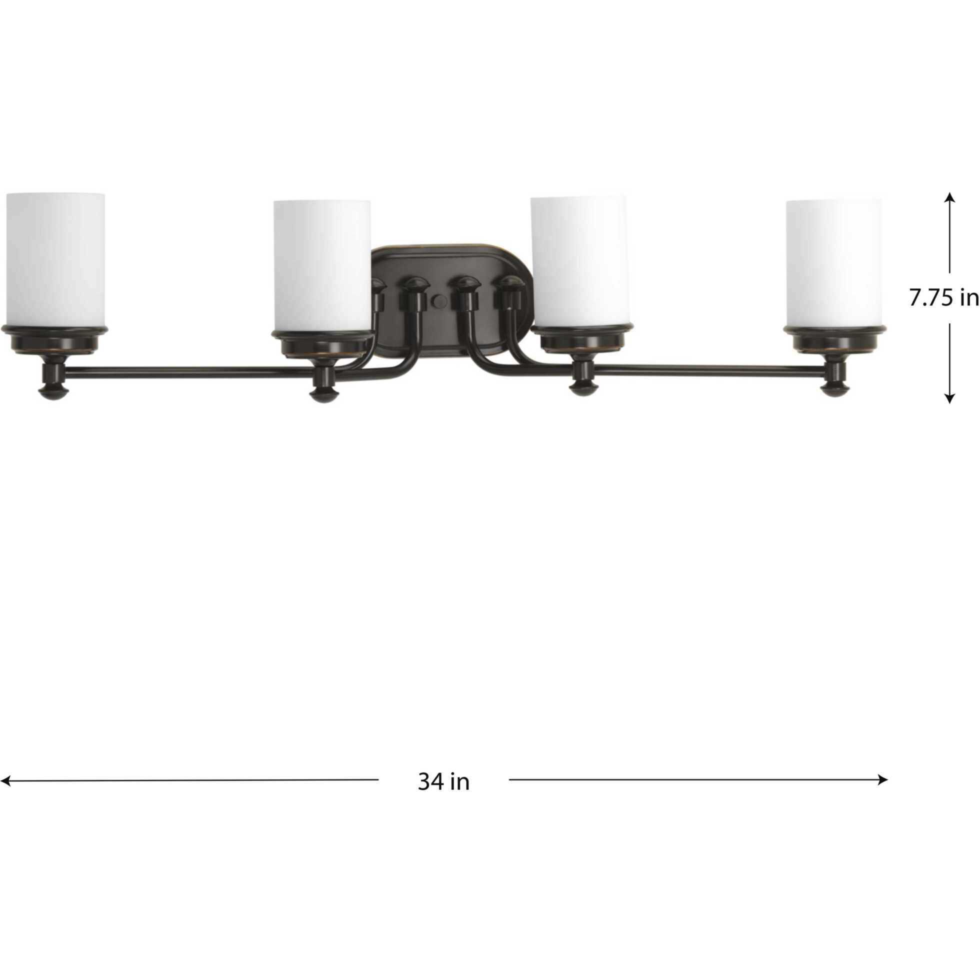 Glide 4 Light 34 inch Rubbed Bronze Bath Vanity Wall Light, Design Series