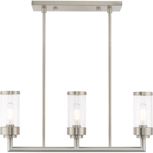 Hillcrest 3 Light 28 inch Brushed Nickel Linear Chandelier Ceiling Light