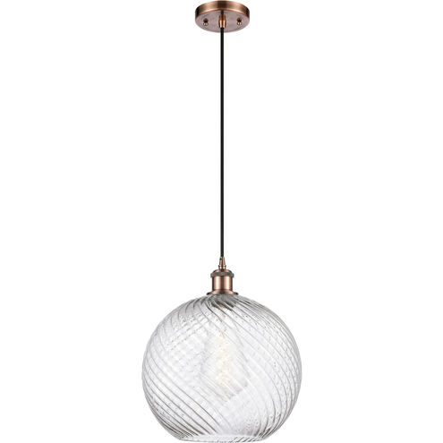 Ballston X-Large Twisted Swirl LED 12 inch Antique Copper Mini Pendant Ceiling Light, Ballston