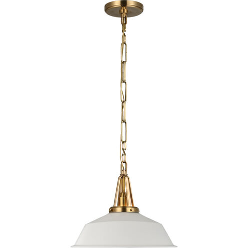 Chapman & Myers Layton LED 14 inch Antique-Burnished Brass Pendant Ceiling Light in Matte White