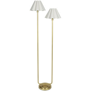 Polly 56 inch 60.00 watt Natural Brass Floor Lamp Portable Light in White Scalloped Shade