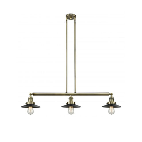Franklin Restoration Railroad LED 41 inch Antique Copper Island Light Ceiling Light in Matte Black, Franklin Restoration