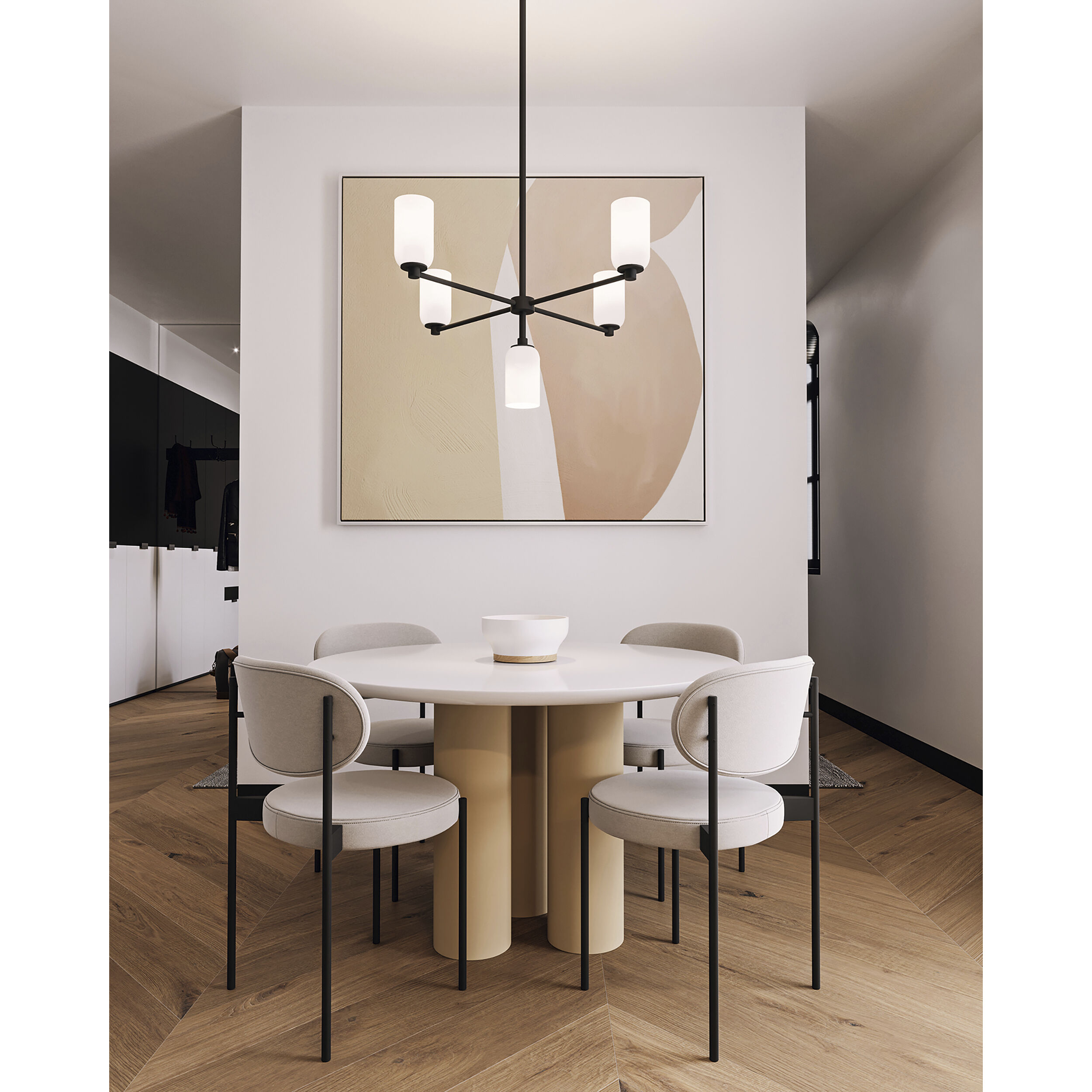 Nola 5 Light 30.63 inch Black/Glossy Opal Glass Chandelier Ceiling Light in Glossy Opal Glass Shade