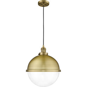 Franklin Restoration Hampden LED 13 inch Brushed Brass Pendant Ceiling Light in Clear Glass