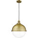 Franklin Restoration Hampden LED 13 inch Brushed Brass Pendant Ceiling Light in Clear Glass