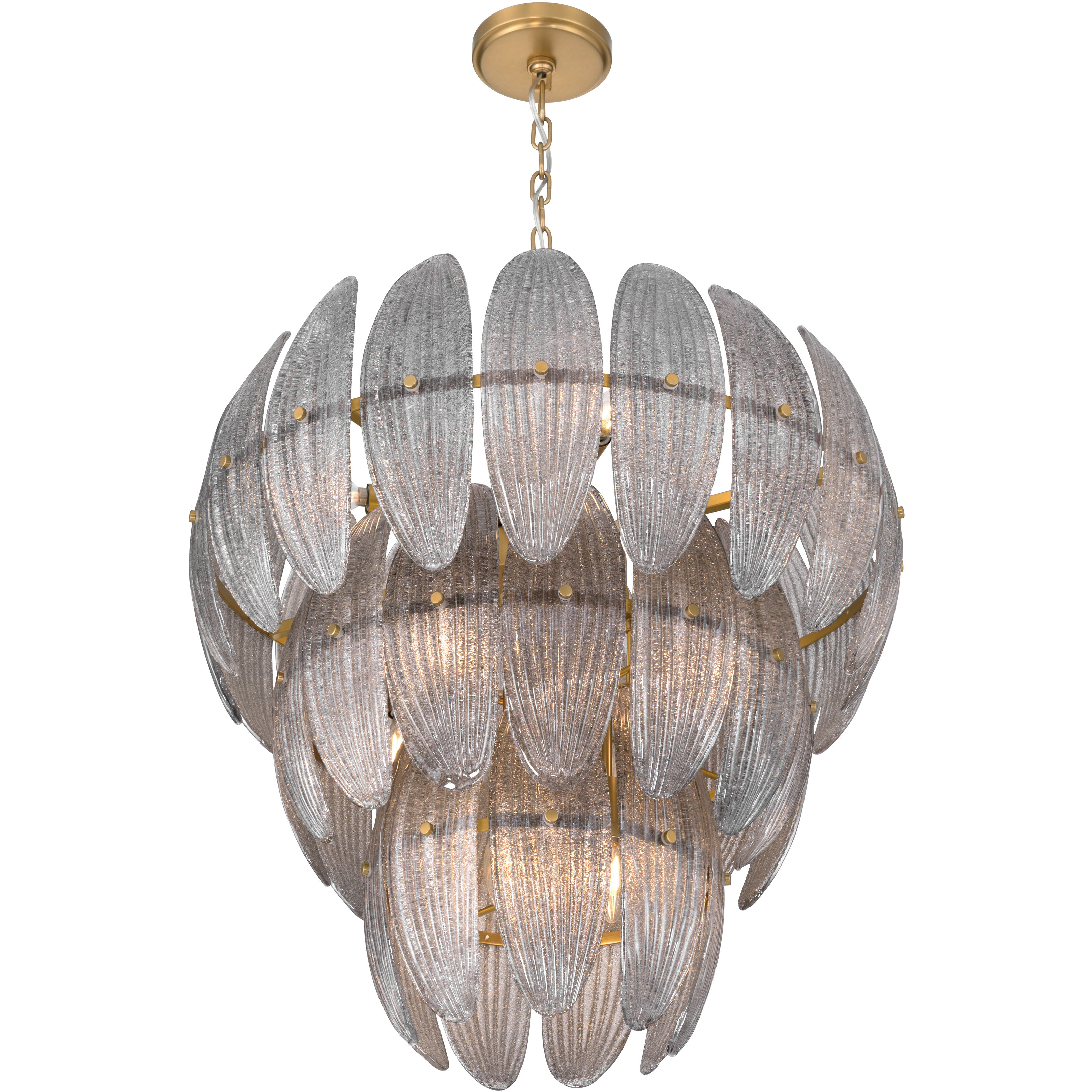 Marclaire 11 Light 26.5 inch Legacy Brass Pendant Ceiling Light in Grey Textured Handmade Glass