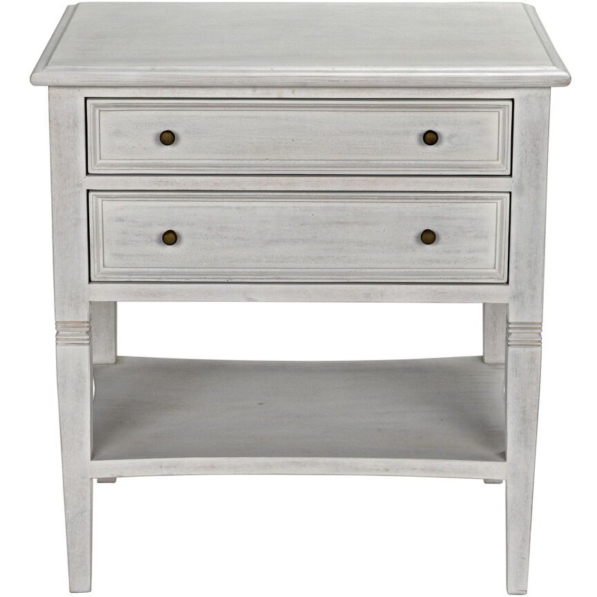 Oxford 30 X 28 inch White Wash Side Table, 2 Drawer