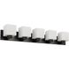 Veda 5 Light 38.5 inch Matte Black Vanity Light Wall Light in White Opal