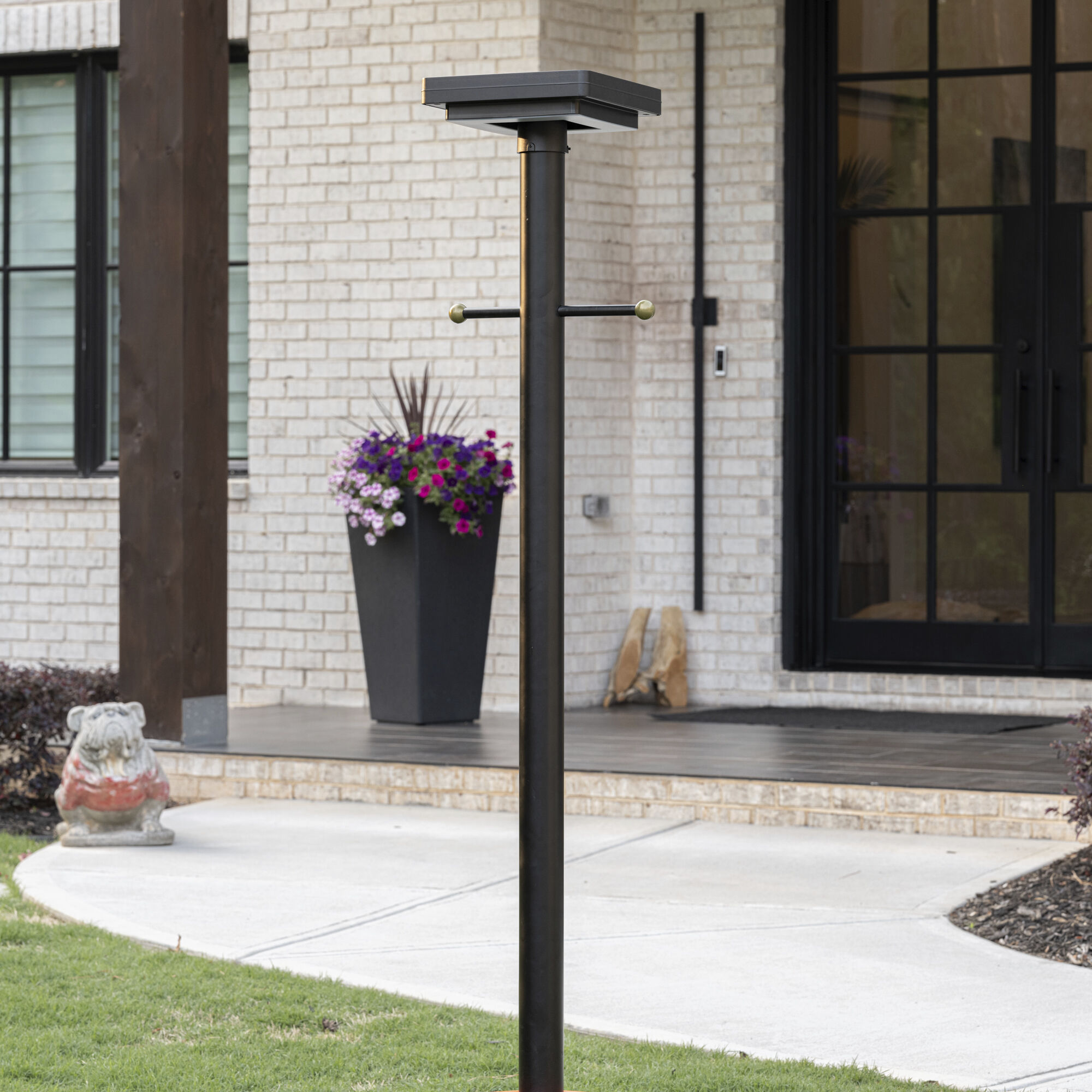 Contemporary Square 1 Light 15 inch Black Post Light, Solar