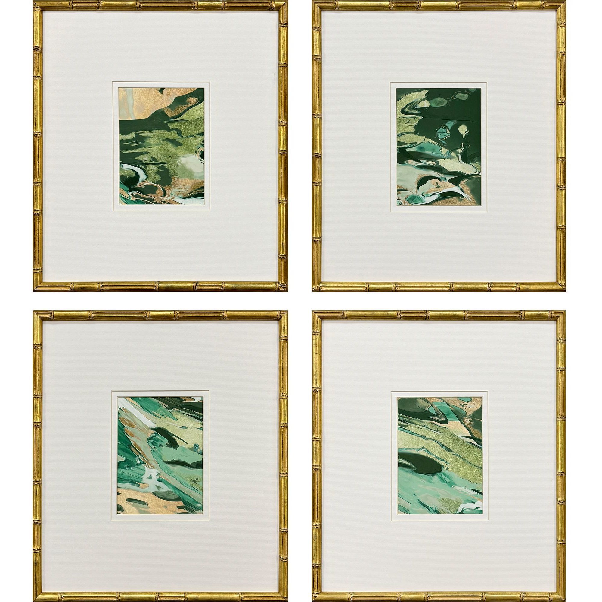 Verdant Fusion Green and Beige Framed Art