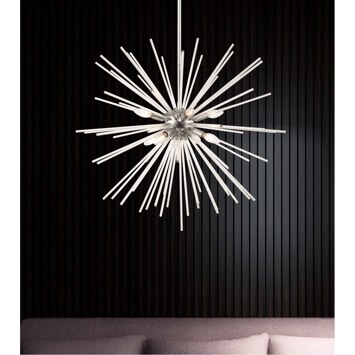 Utopia 8 Light 34 inch Polished Chrome Pendant Chandelier Ceiling Light