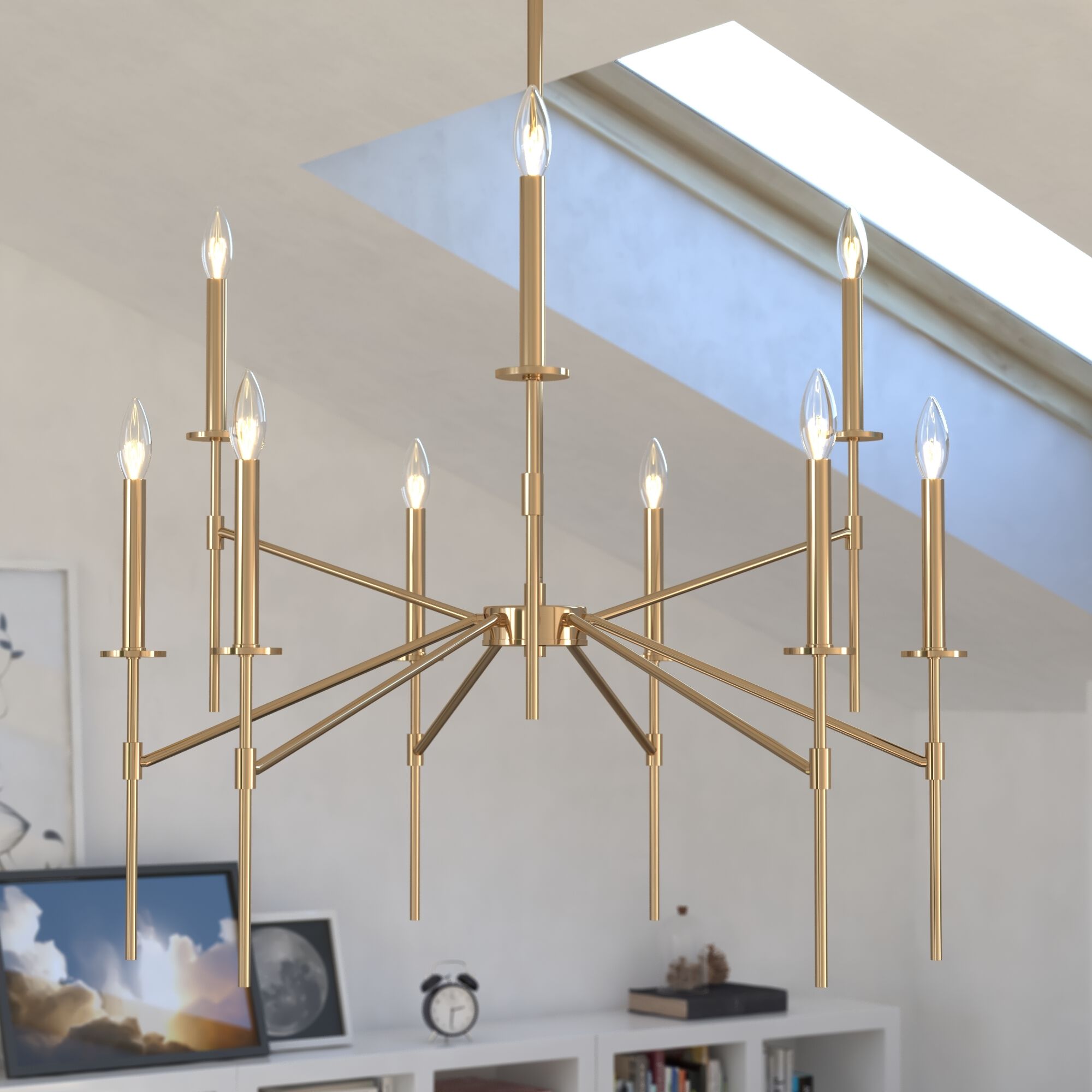 Kedzie LED 32 inch Natural Brass Chandelier Ceiling Light