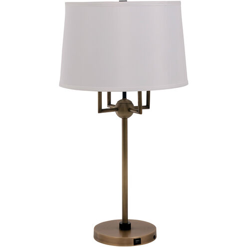 Alpine 30 inch 100.00 watt Antique Brass and Black Table Lamp Portable Light, with USB Port