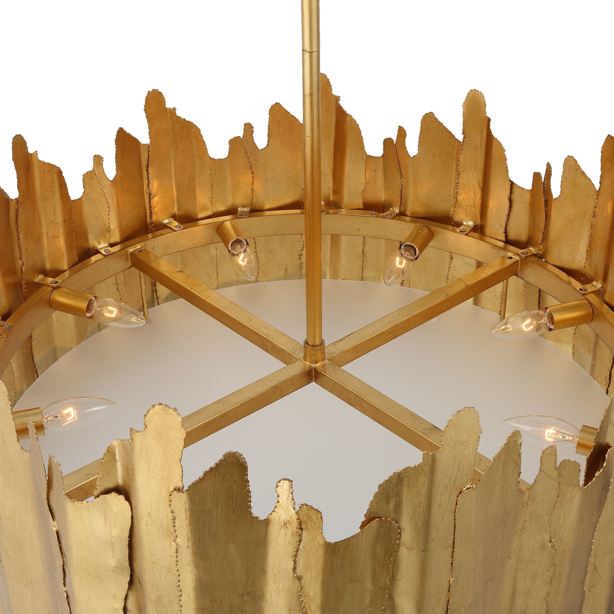 Golden 8 Light 18 inch Gold Leaf Pendant Ceiling Light