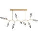 Rock Crystal LED Gilded Brass Linear Pendant Ceiling Light in 3000K LED, Chilled Smoke, Branch