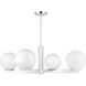Modern 4 Light 38 inch Chrome Chandelier Ceiling Light