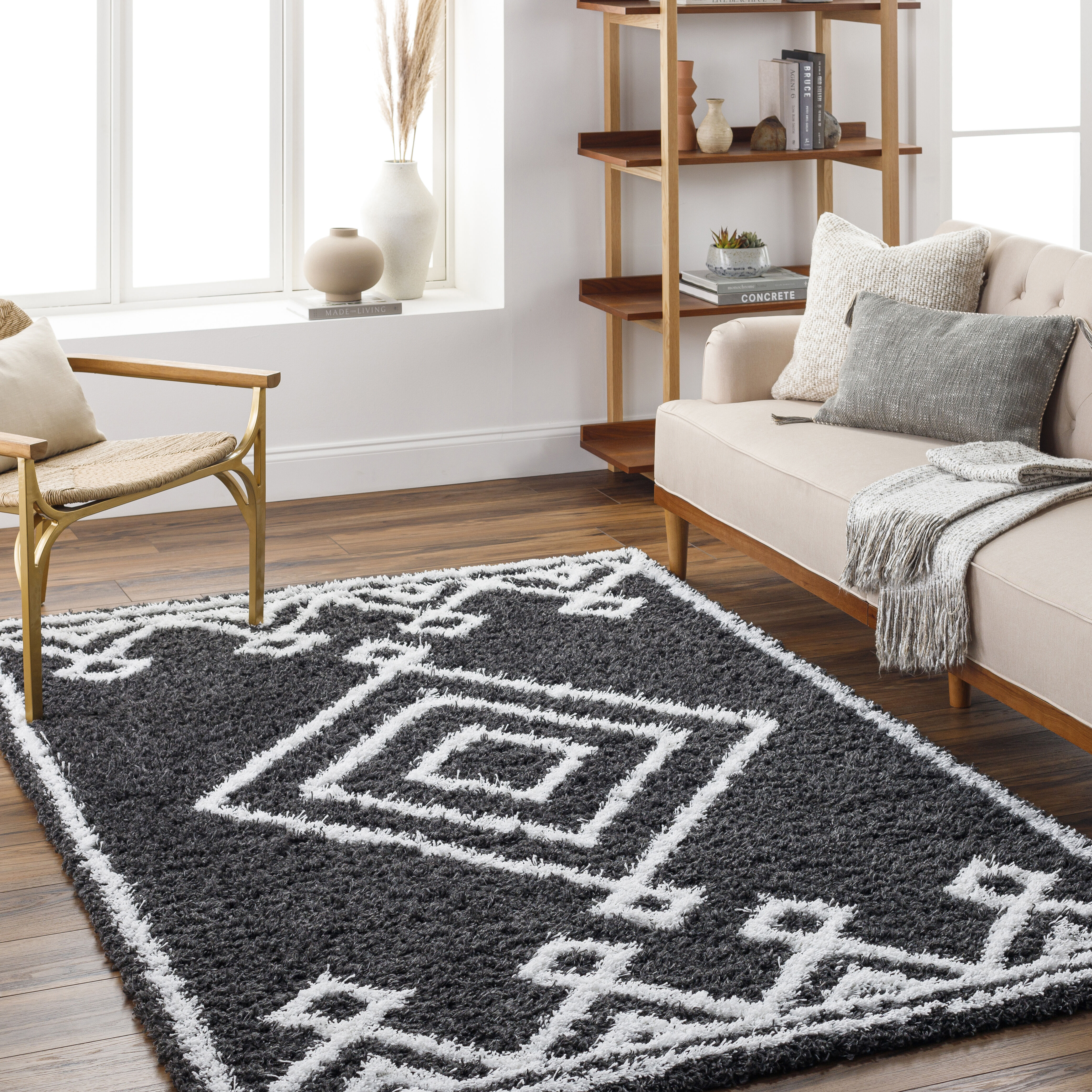 Urban Shag 114 X 79 inch Black Rug, Rectangle