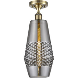 Ballston Windham LED 7 inch Antique Brass Semi-Flush Mount Ceiling Light
