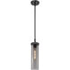 Lincoln 1 Light 3.88 inch Matte Black Pendant Ceiling Light in Plated Smoke Glass