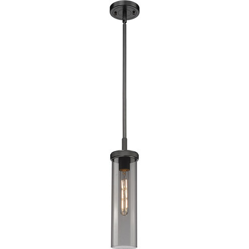 Lincoln 1 Light 3.88 inch Matte Black Pendant Ceiling Light in Plated Smoke Glass