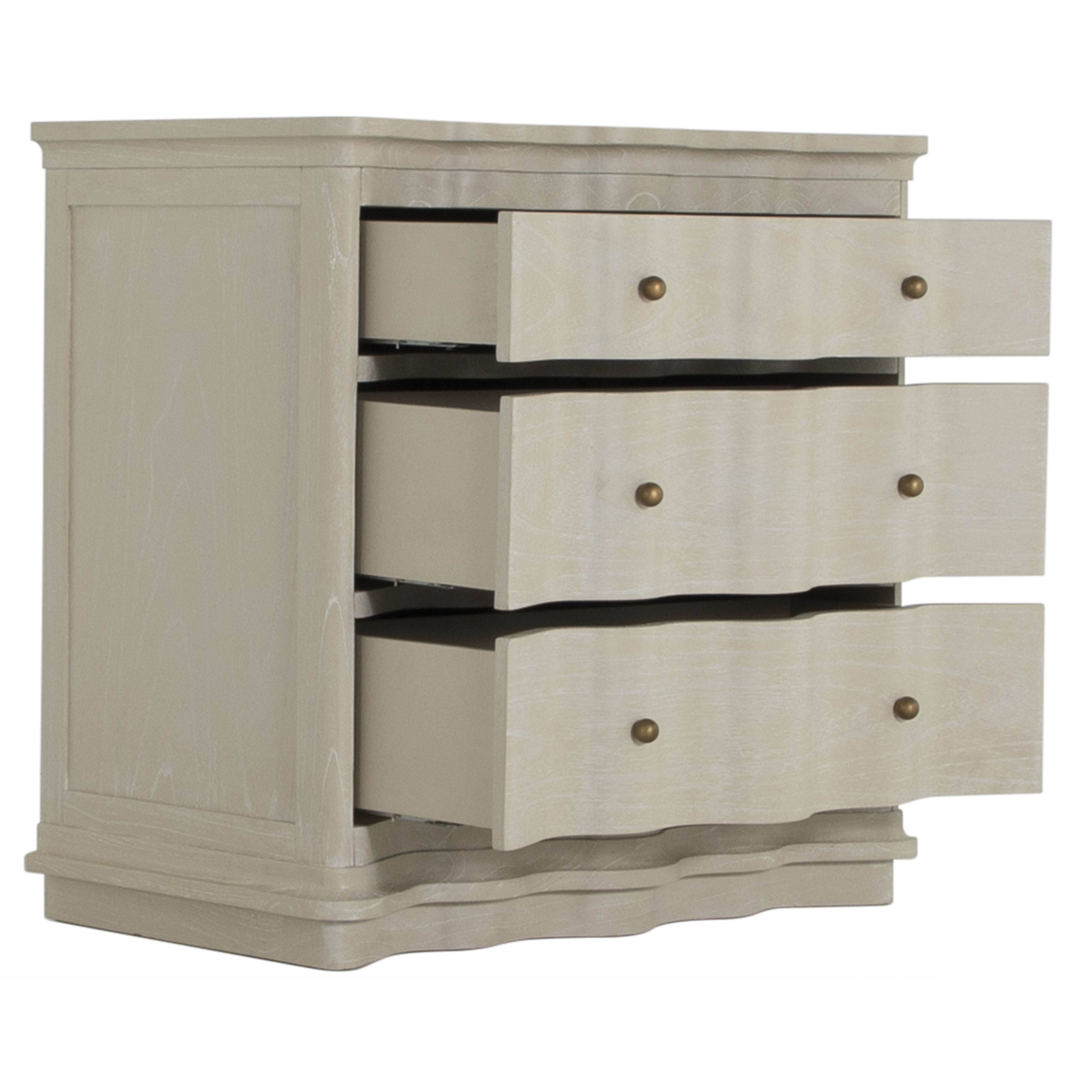 Meredith Textured Cerused White / Stained Brass Chest