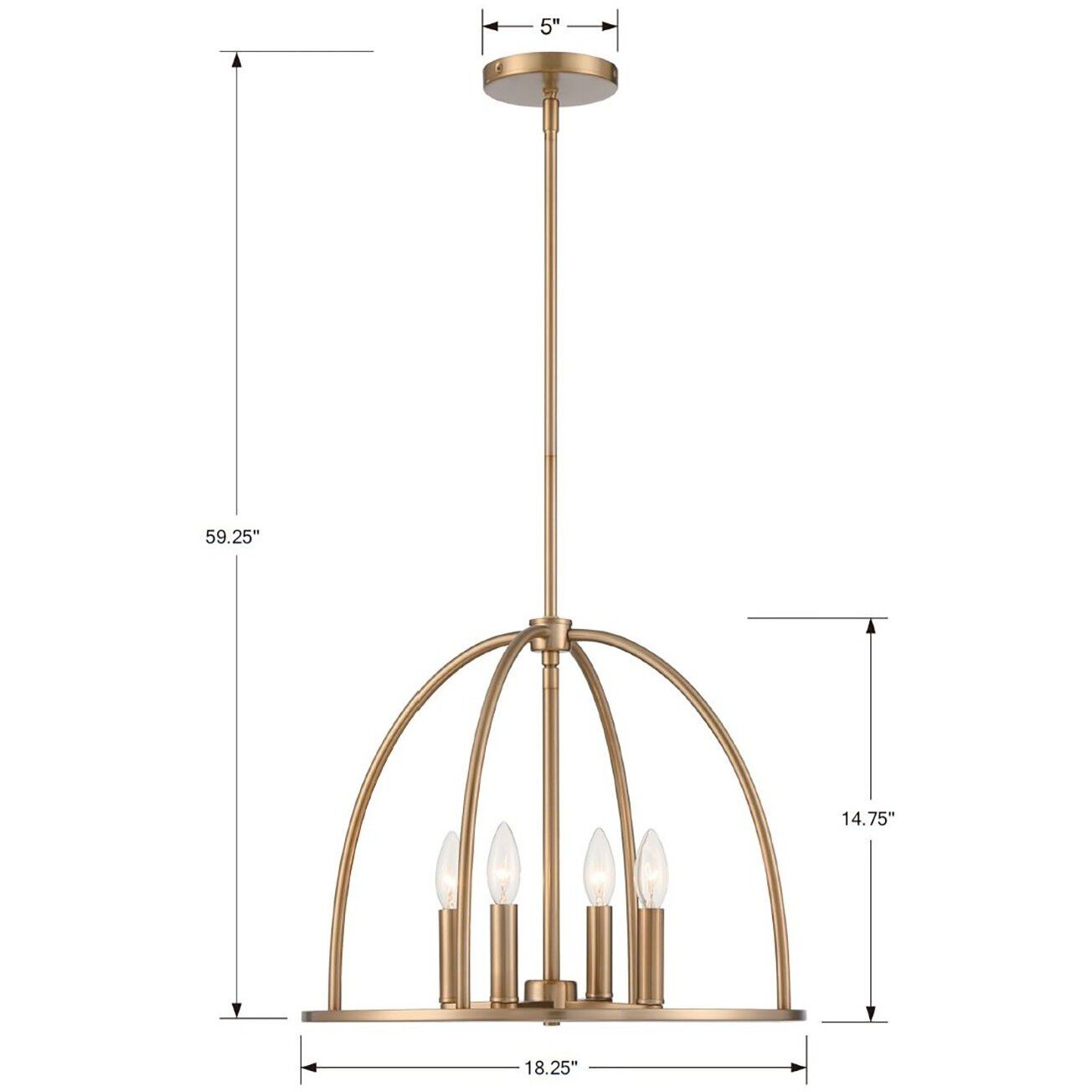 Abbott 4 Light 18.25 inch Vibrant Gold Lantern Chandelier Ceiling Light