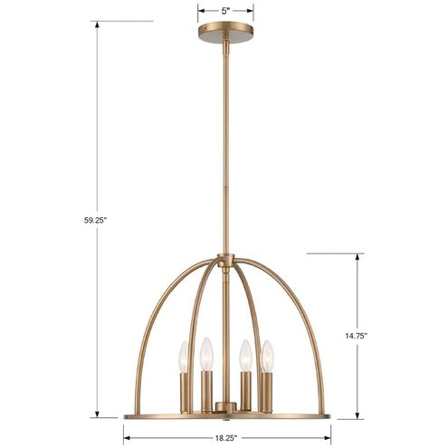 Abbott 4 Light 18.25 inch Vibrant Gold Chandelier Ceiling Light
