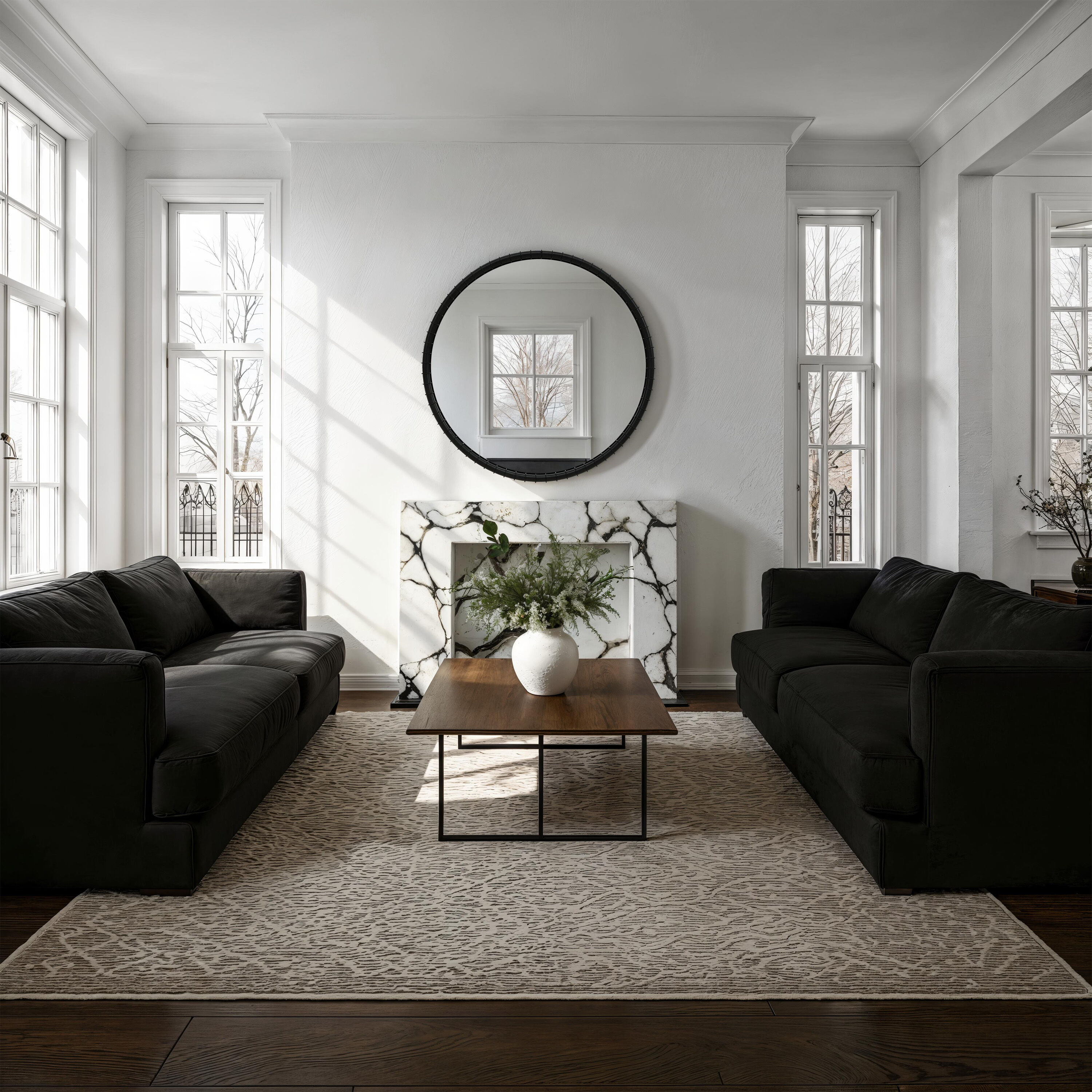 Timo 40.5 X 40.5 inch Matte Black Wall Mirror