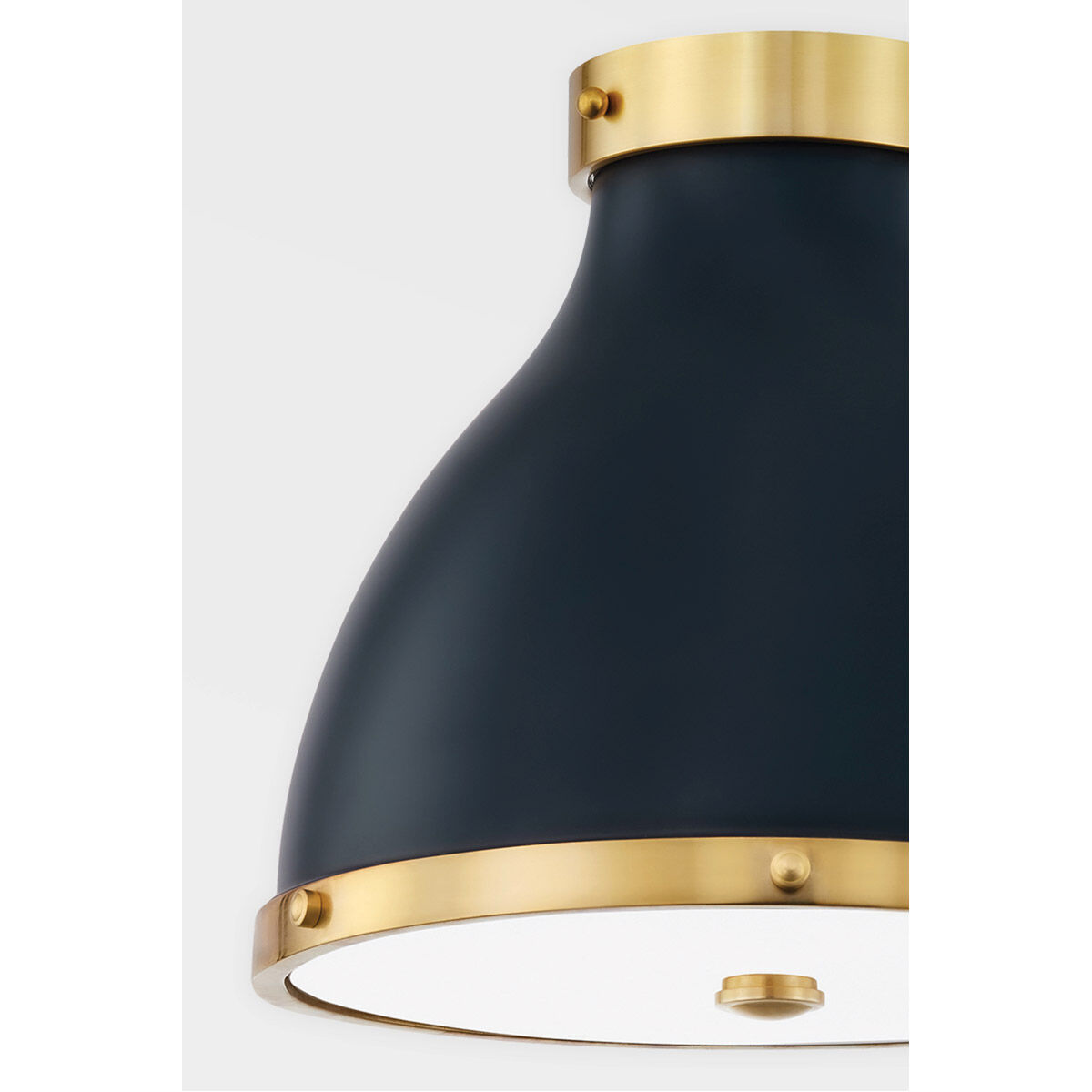 Painted No. 3 2 Light 12.5 inch Aged Brass/Darkest Blue Flush Mount Ceiling Light