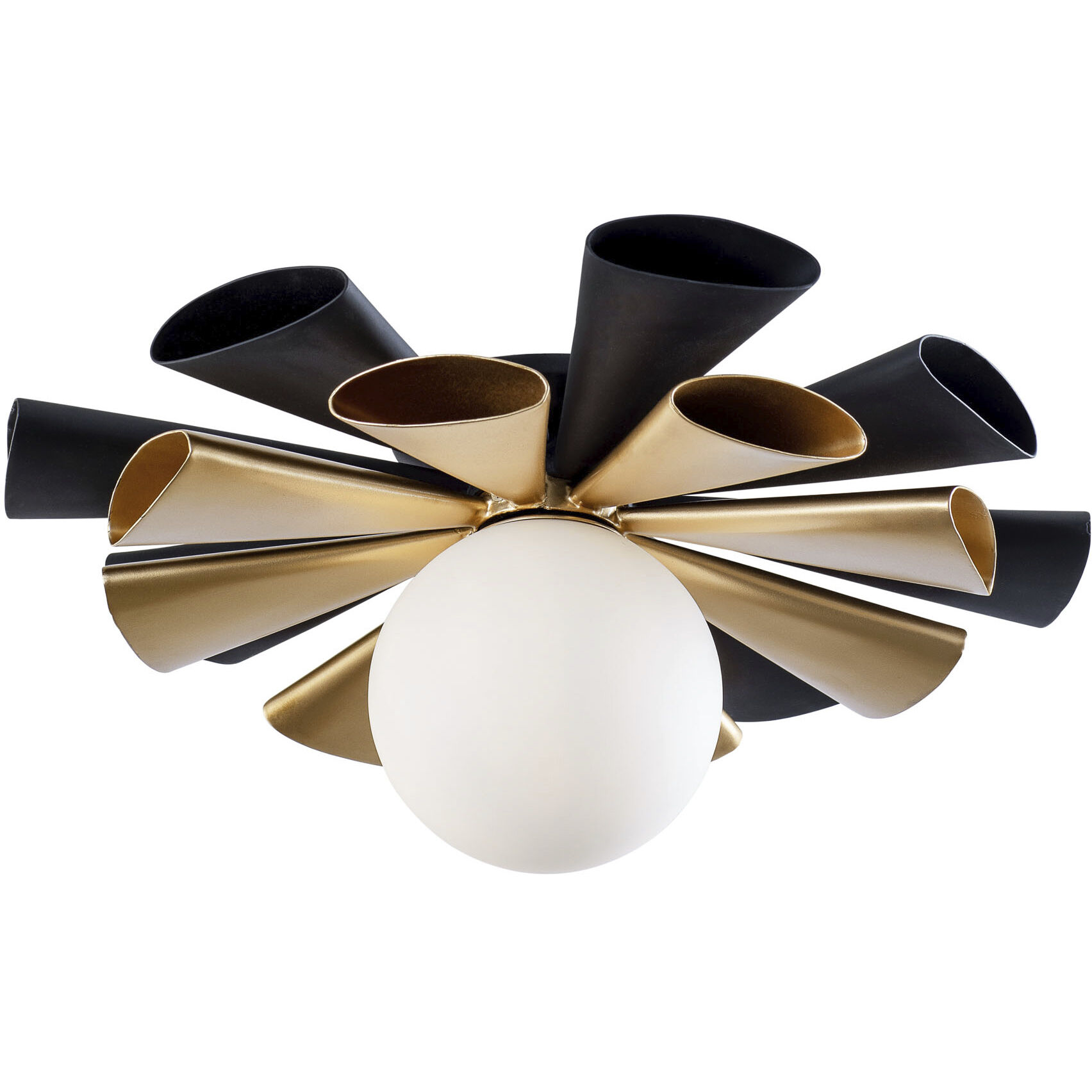 Daphne 1 Light 24 inch Matte Black and French Gold Convertible Flush Mount Ceiling Light, Smithsonian Collaboration