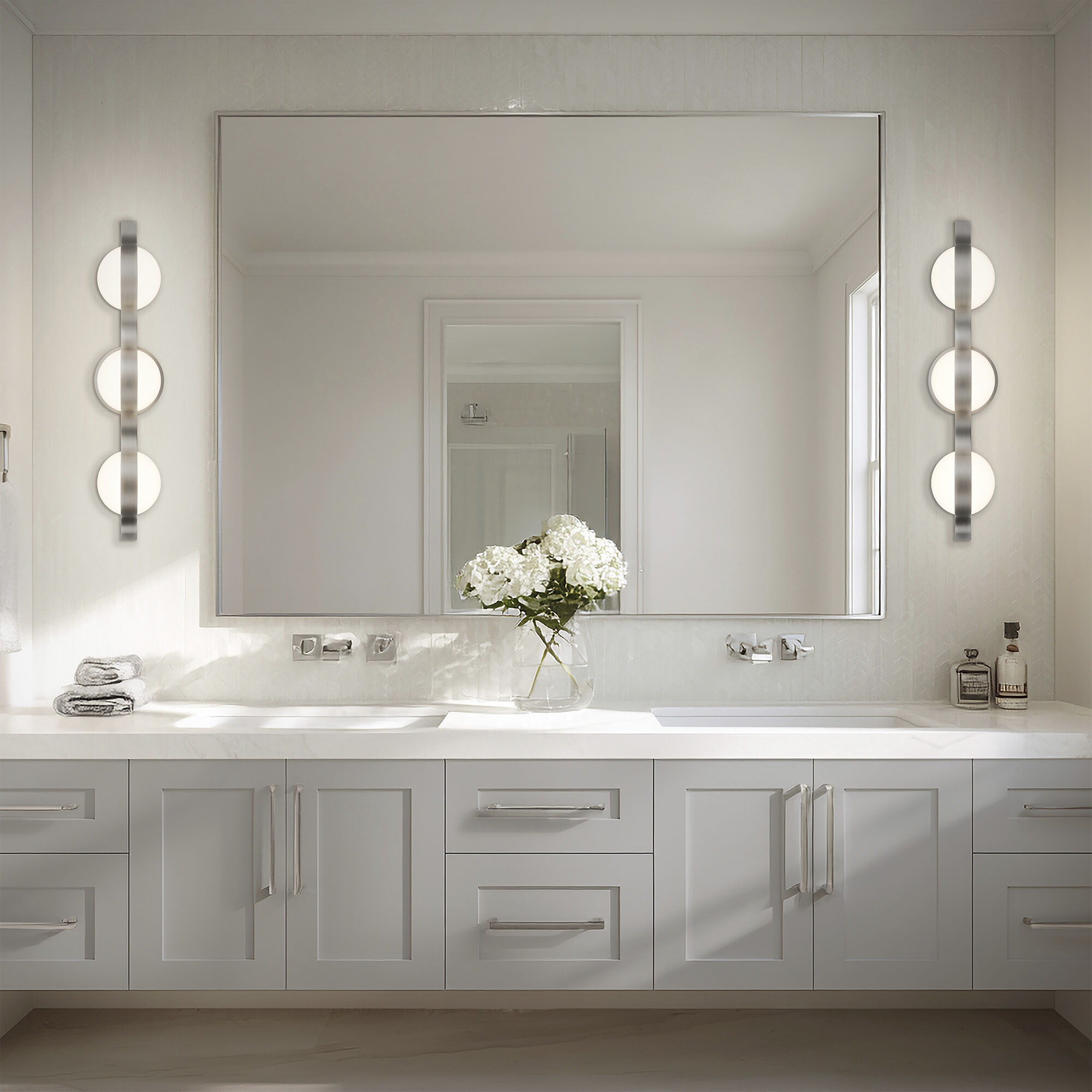 Ellaria LED 25 inch Brushed Nickel Bath Vanity & Wall Light, dweLED