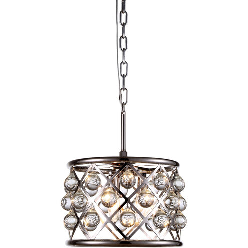 Madison 3 Light 12 inch Polished Nickel Pendant Ceiling Light in Clear, Smooth Royal Cut, Urban Classic