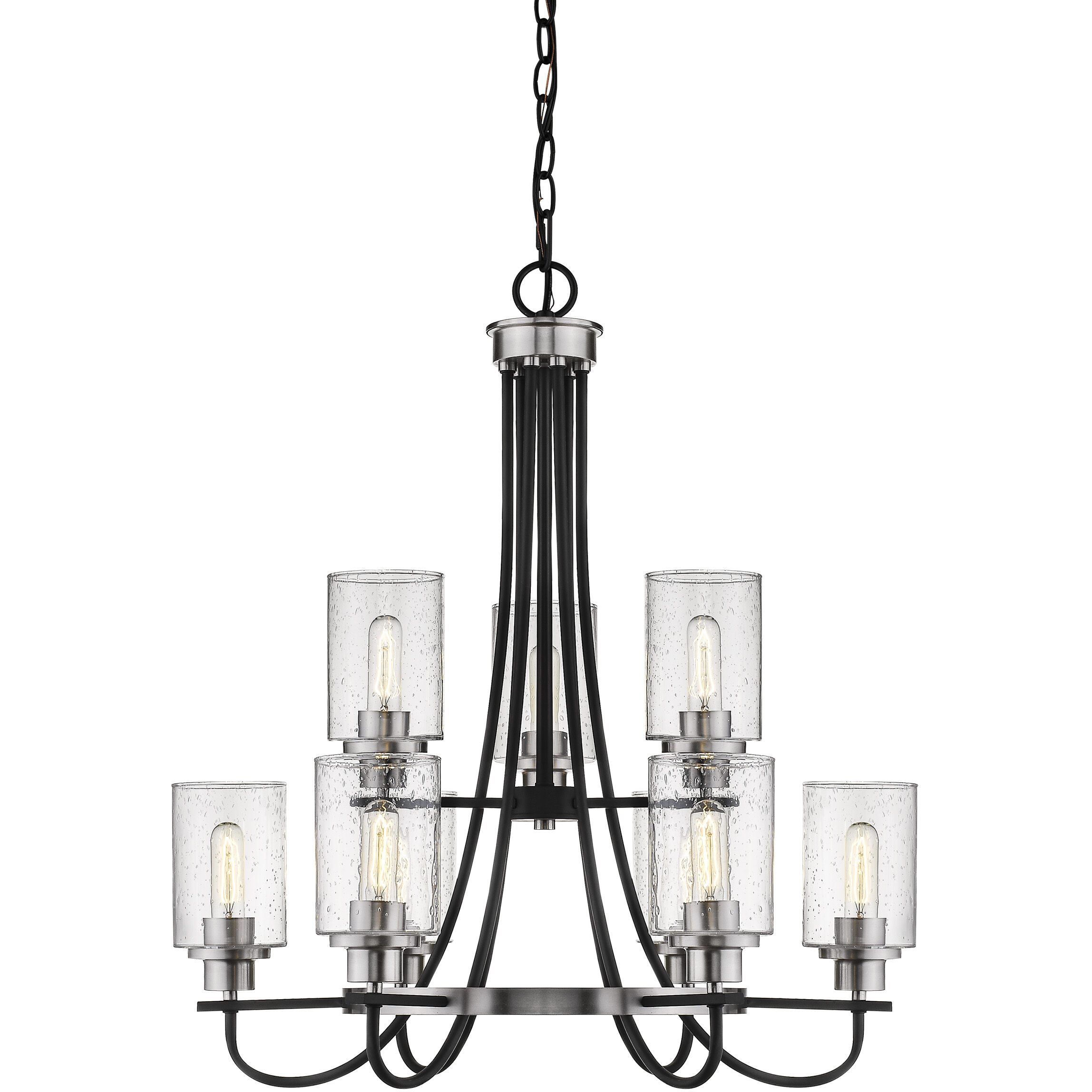 Clifton 9 Light 28.5 inch Matte Black/Brushed Nickel Chandelier Ceiling Light