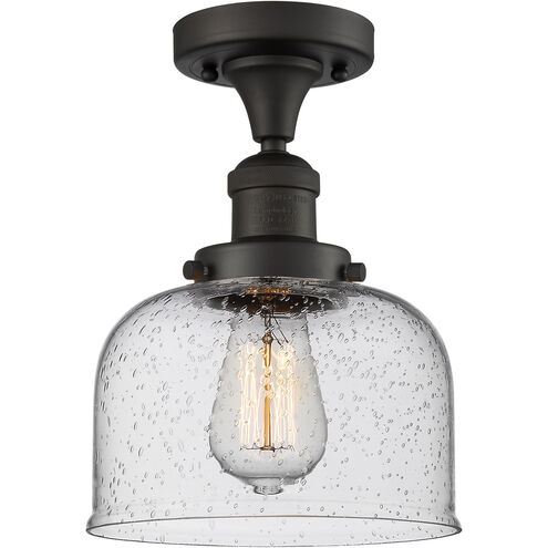 Franklin Restoration Large Bell 1 Light 8 inch Oil Rubbed Bronze Semi-Flush Mount Ceiling Light in Seedy Glass, Franklin Restoration