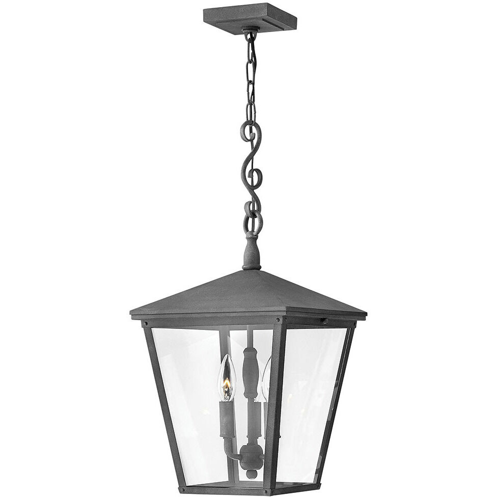 Heritage Trellis 3 Light 11 inch Aged Zinc Outdoor Hanging Lantern in Non-LED