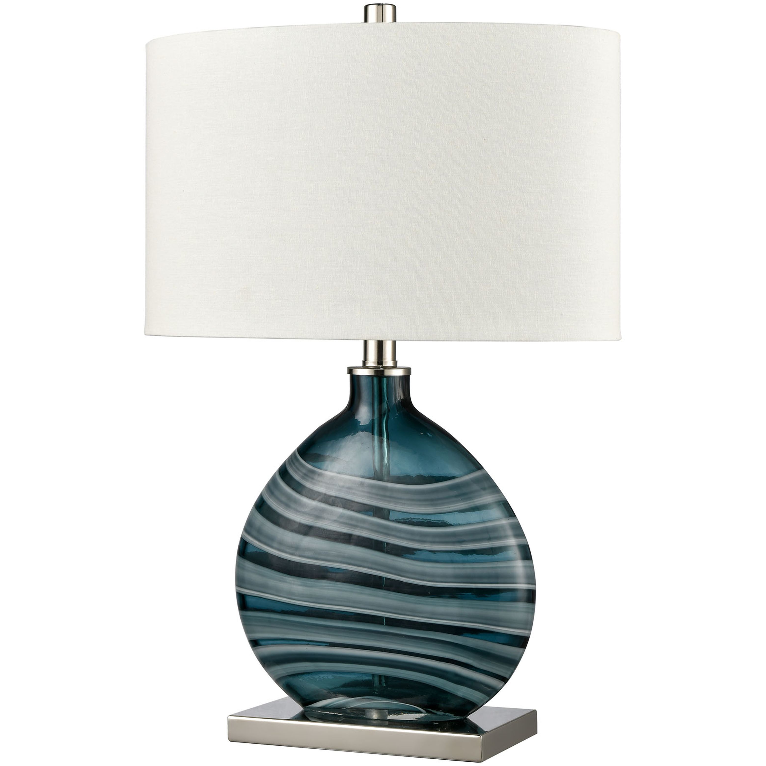 Portview 22 inch 60 watt Blue with Polished Nickel Table Lamp Portable Light