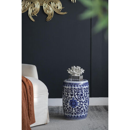 Garden 15.9 inch Blue and White Stool
