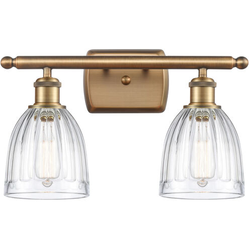 Ballston Brookfield LED 16 inch Brushed Brass Bath Vanity Light Wall Light in Clear Glass, Ballston