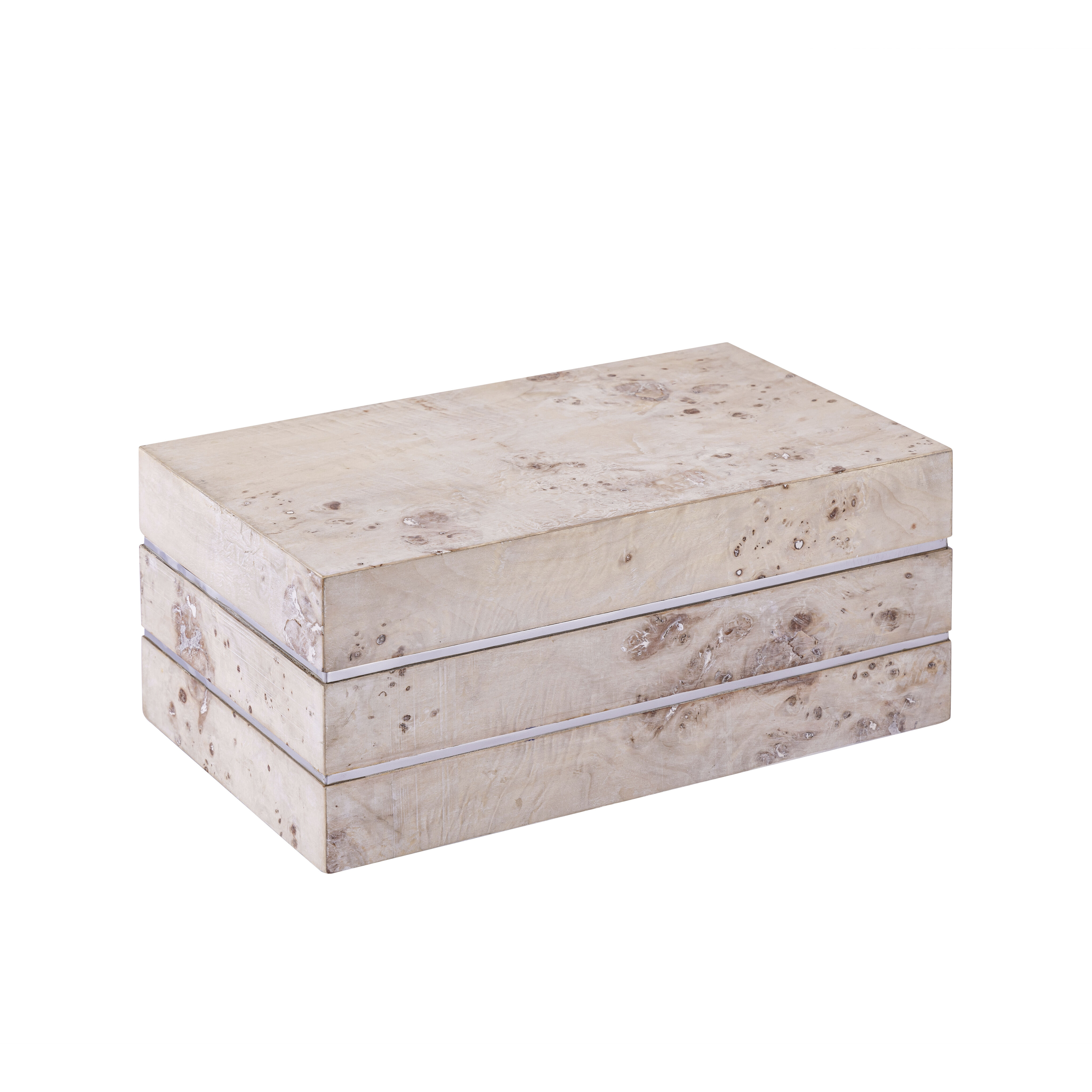 Salem 14 X 8.5 inch White Burl Wood with Satin Nickel Box